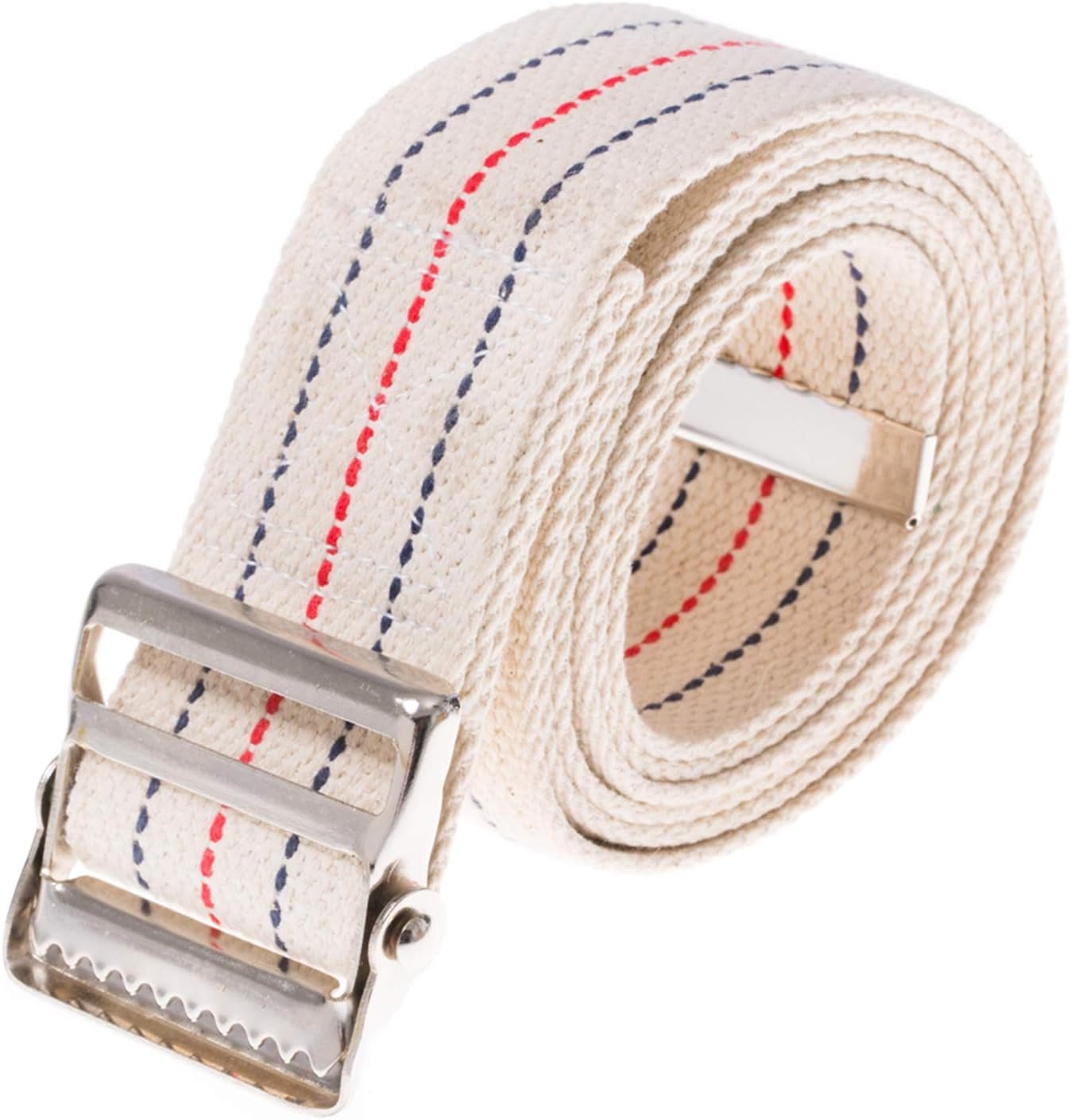 COW&COW Transfer and Gait Belt with Metal Buckle – Transfer Walking and Standing Assist Aid for Caregiver Nurse Therapist 2 inches (Beige with Stripes, 60″)