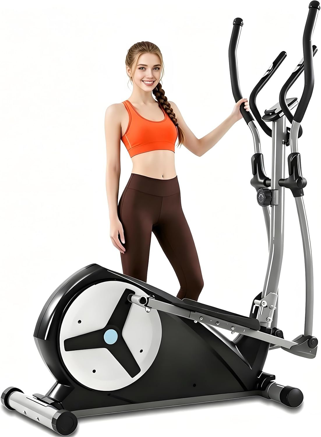 ECHANFIT Elliptical Exercise Machine with 15.5″ Stride, 16 Resistance Levels, Hyper-Quiet Magnetic Elliptical Machine for Home, 350LBS Weight Capacity, App Bluetooth, Backlit LCD Monitor