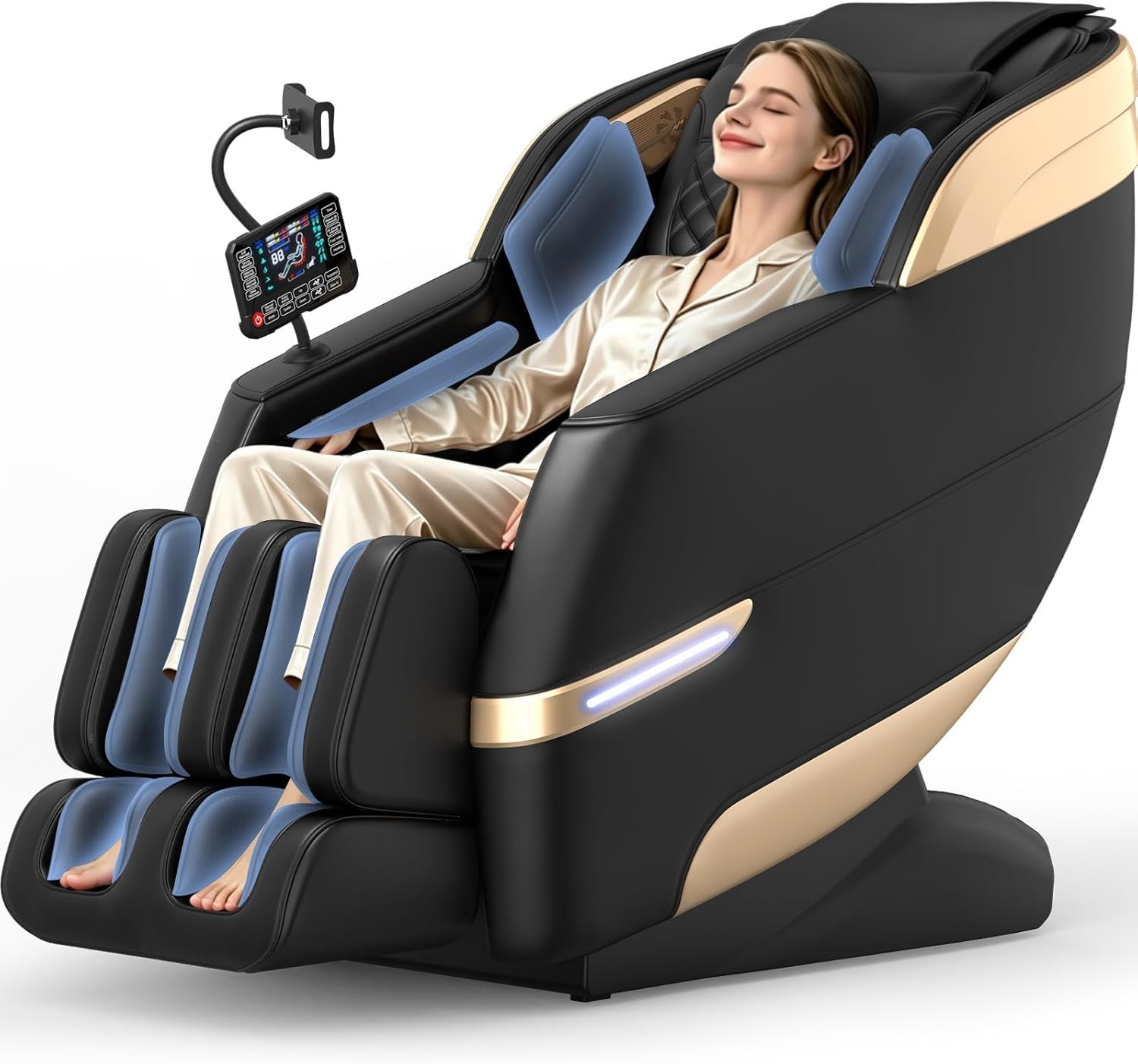 YONISEE 4D Massage Chair Full Body, 2026 Zero Gravity SL-Track Shiatsu Massage Recliner with Body Scan, AI Control, Heating, Airbags, Foot Rollers, Bluetooth Speaker, Led Light for Home and Office