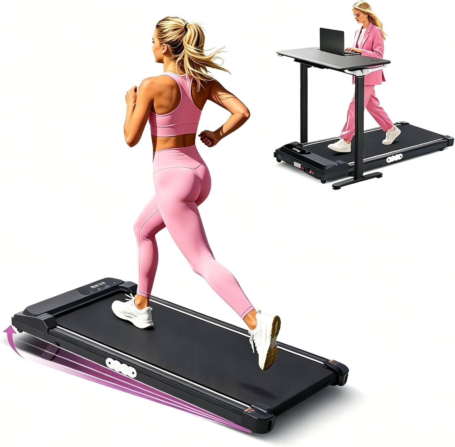 Walking Pad Treadmill with Incline, 0.6-7.6MPH Portable Treadmill for Home Small, 3.0HP Electric Mini Treadmills for Home Exercising, Under Desk Walking Pad Treadmill for Small Spaces, 350LBS