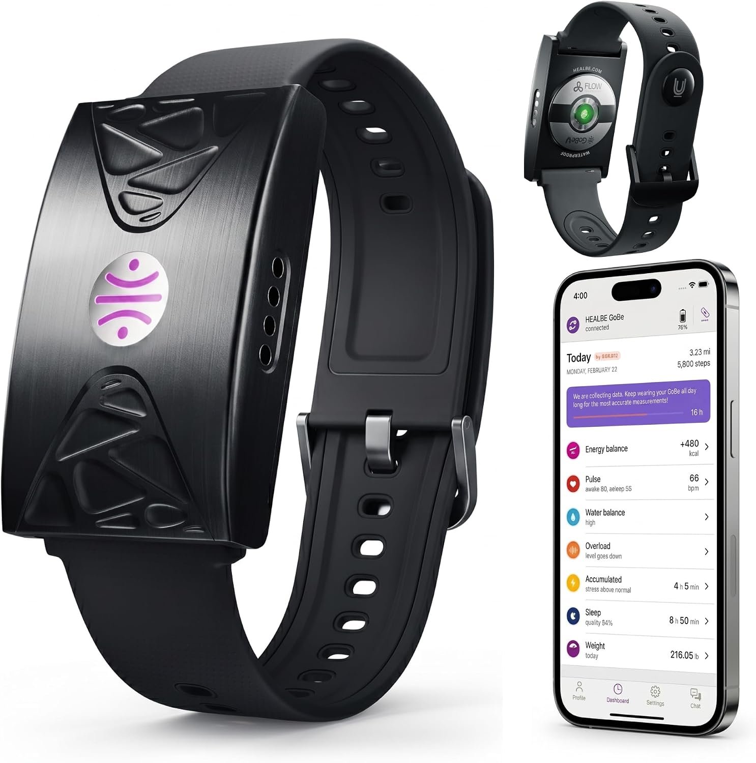 HEALBE Calorie Tracker, Automatic Calorie Intake Smart Band with App, Screen-Free Activity Tracker, Health Tracker, Sleep, Hydration, Stress, 24/7 Heart Rate, 5 ATM Waterproof
