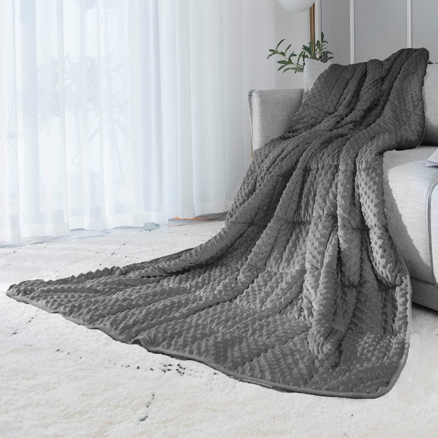 ALANSMA Reversible Weighted Blanket for All Season, Luxury Velvet, Warm and Cool, Adult Kids 5Lb Weighted Blanket, Enjoy Sleeping Anywhere(Grey,36″x48″ 5lbs)