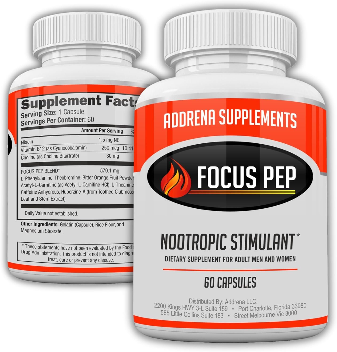 Focus Pep- Over The Counter Stimulants to Speed Up Naturally | Study Alternative and Best Energy Supplements for Nootropic Brain Boosting, 60 Pills