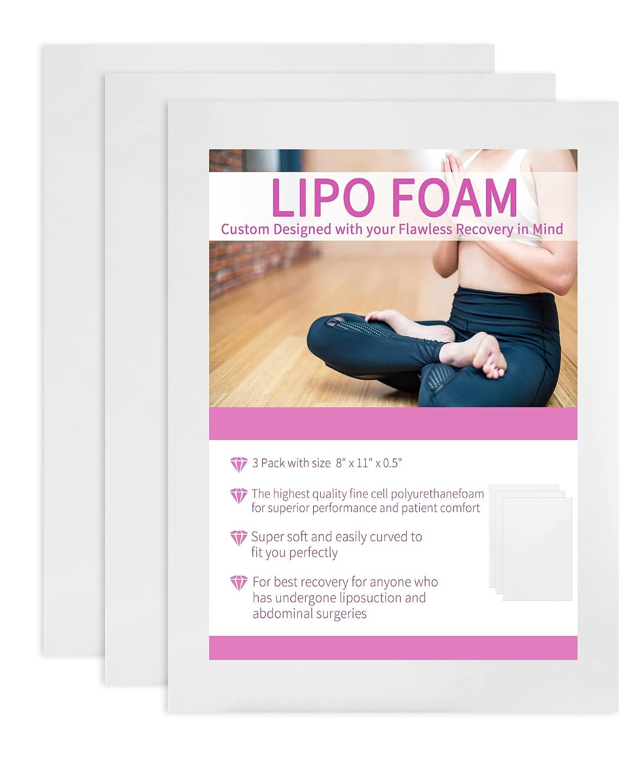 Birllaid Lipo Foam Pads, Bbl Foam Boards,Help Out When Using Ab Board Compression Garments Tummy Tuck, 3 Pack Liposuction Surgery Foam Sheet for Recovery