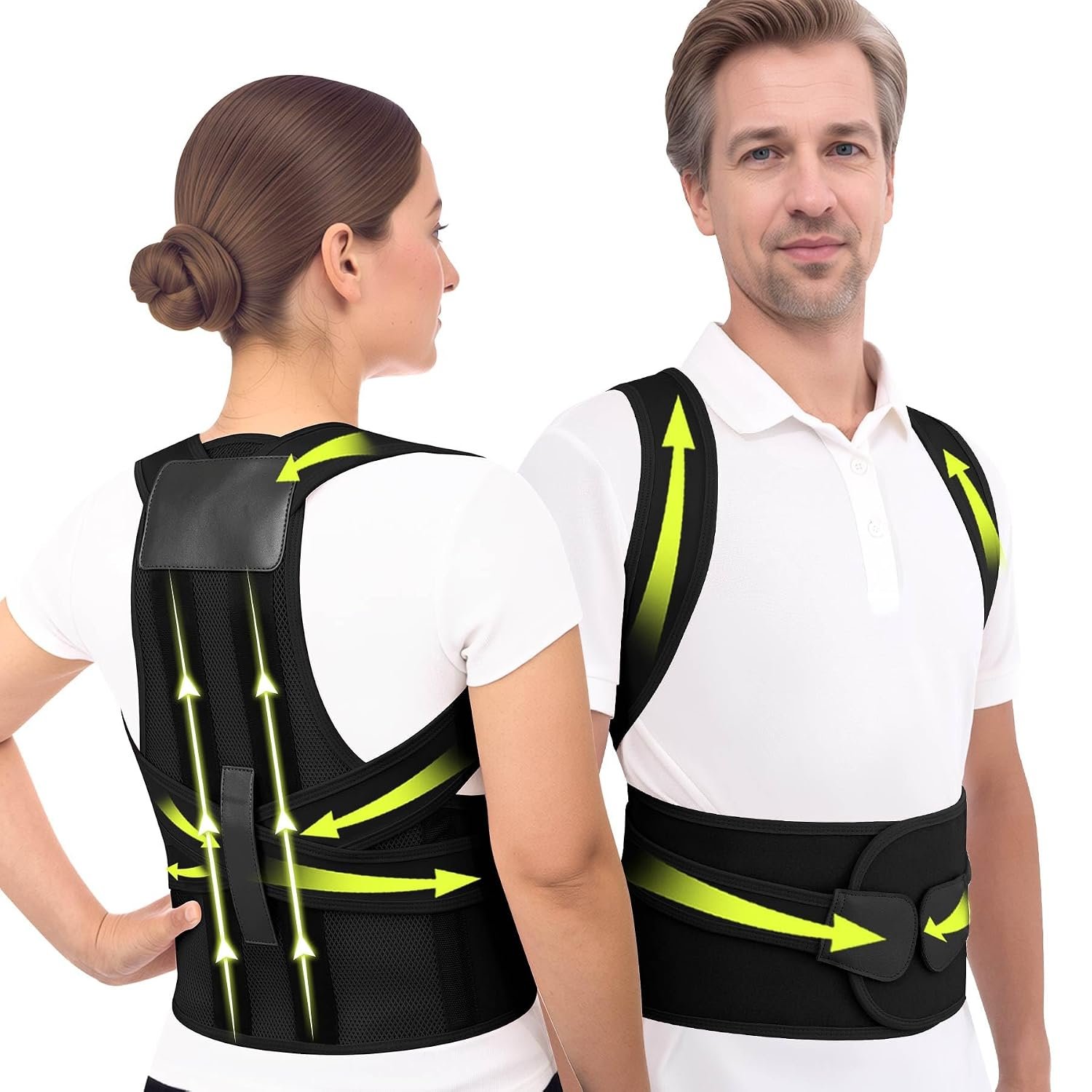 Posture Corrector for Women and Men, Back Brace Posture Corrector with Full Back Support, Adjustable Shoulder Brace and Straightener for Upper Back, Neck, Shoulder and Lower Back Pain Relief, Comfortable Posture Trainer for Scoliosis and Hunchback (Black, XX-Large)