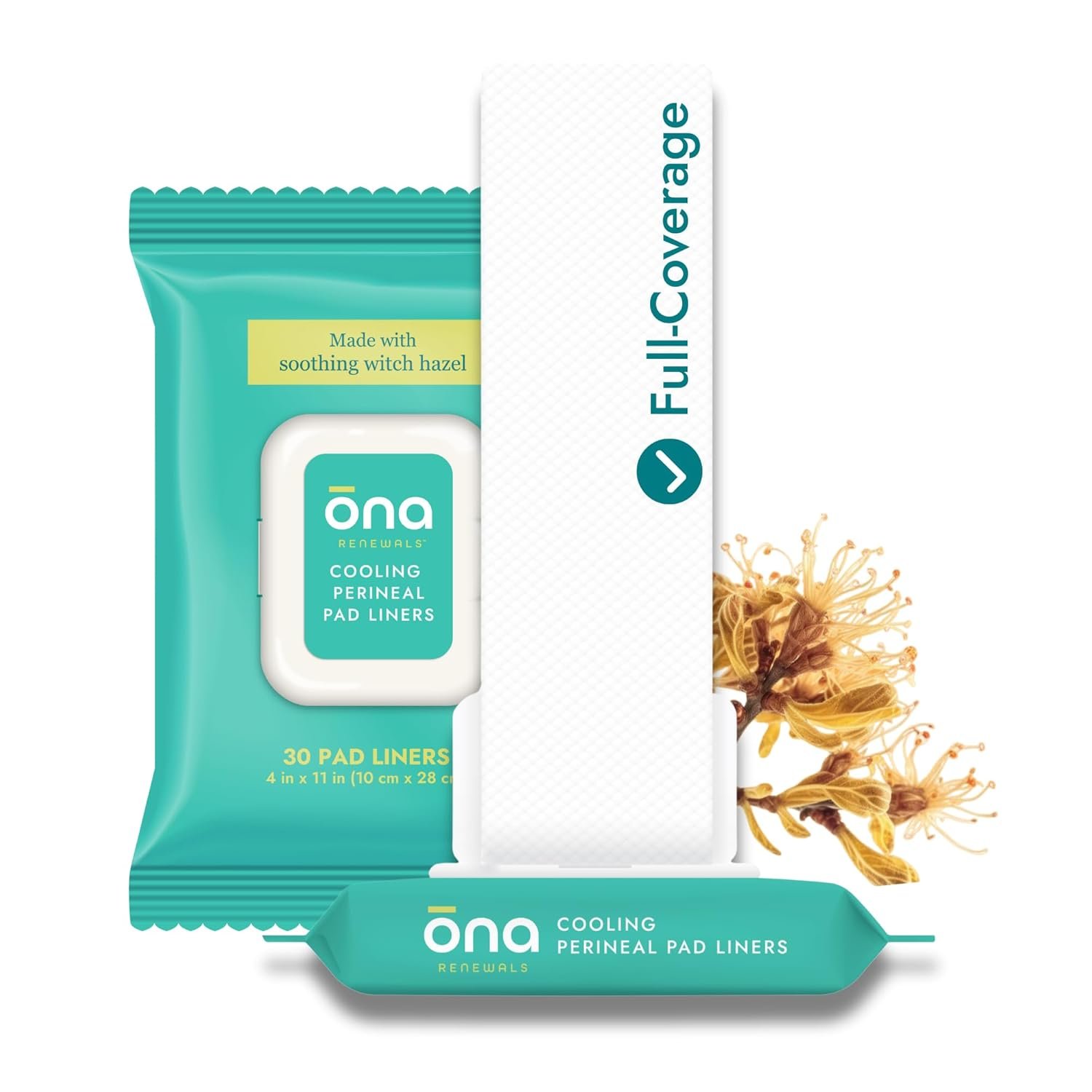Ona Renewals Perineal Pad Panty Liners for Women – 30 Count – Fragrance-Free – Made with Soothing Witch Hazel – Extra Large Cooling Pads for Postpartum Recovery – Postpartum Essentials