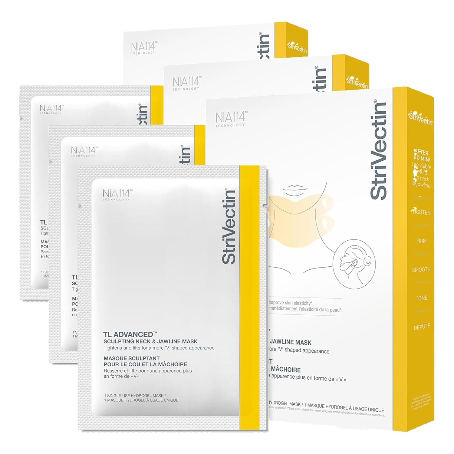 StriVectin TL Advanced™ Sculpting Neck & Jawline Mask, Smoothing, Anti-Aging, 1 Single-Use Hydrogel Mask (Pack of 3)