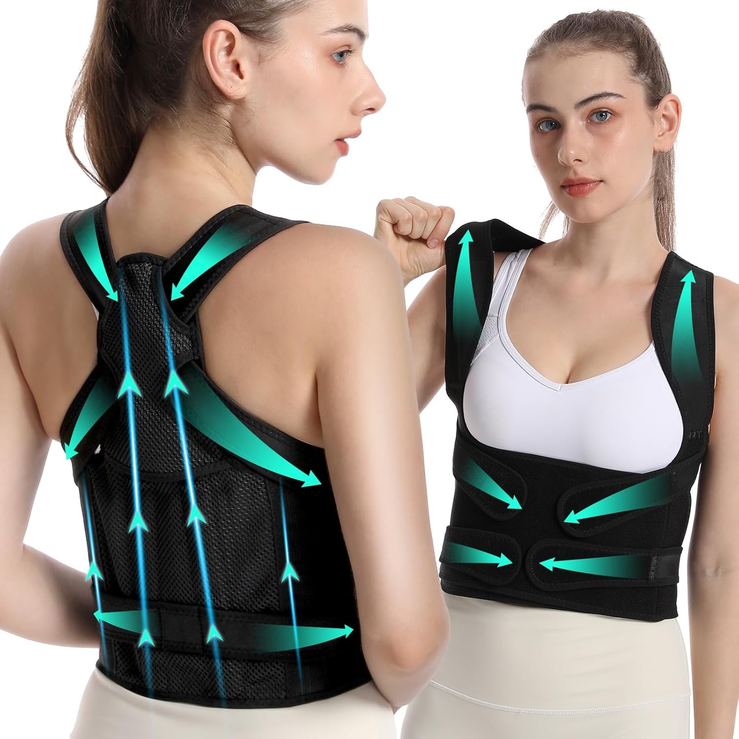 KKM Back Brace Posture Corrector for Women and Men Hunchback Hunchback Correction, Back Pain, Spine Corrector, Back Support and Posture Trainer Waistline 26-31 Inch, Small