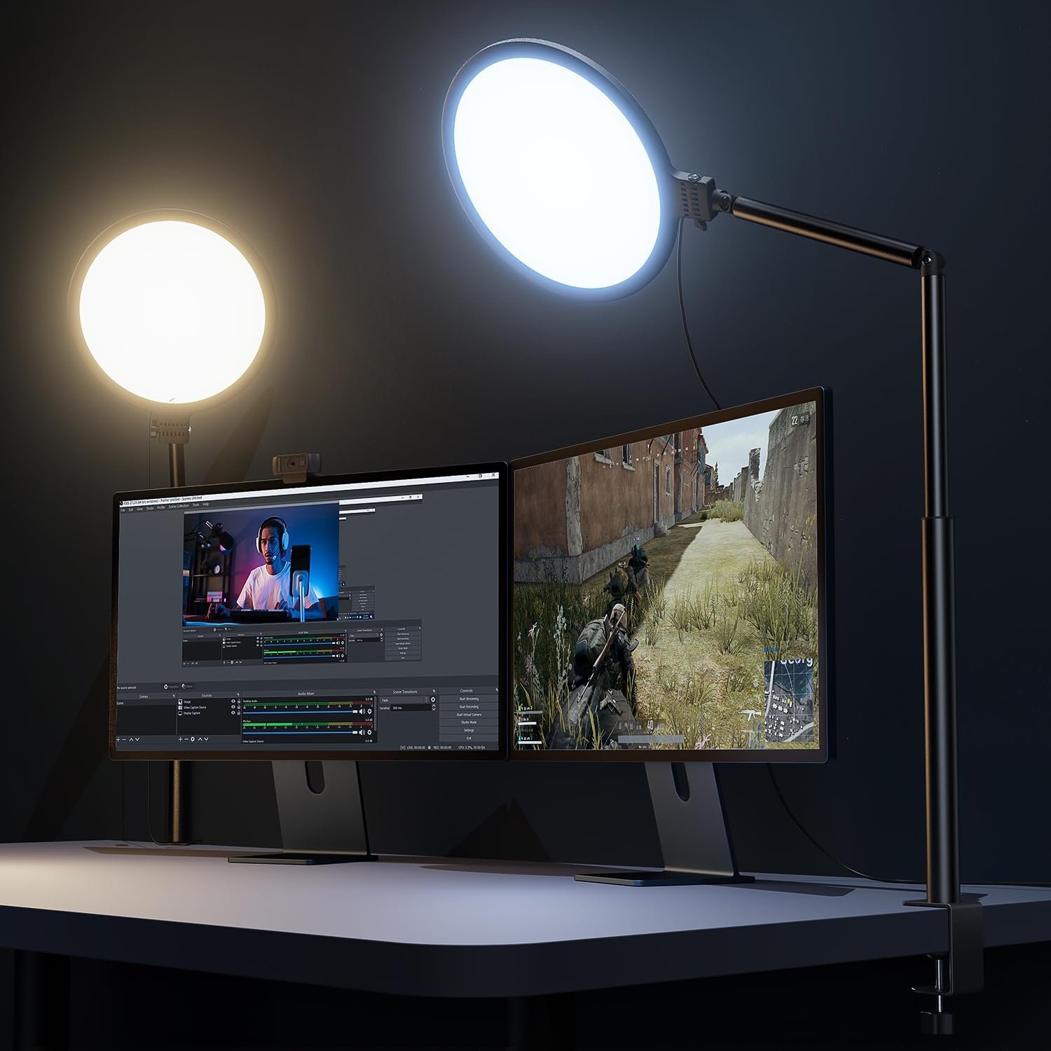 Weilisi 10.2″ Desk Ring Light with Stand, 360° Rotate Desk Lamps for Home Office with C-Clamp, Flexible Height Desk Light, Adjust Arm Ring Light for Desk, Podcast, Gaming, Recording, Zoom Lighting
