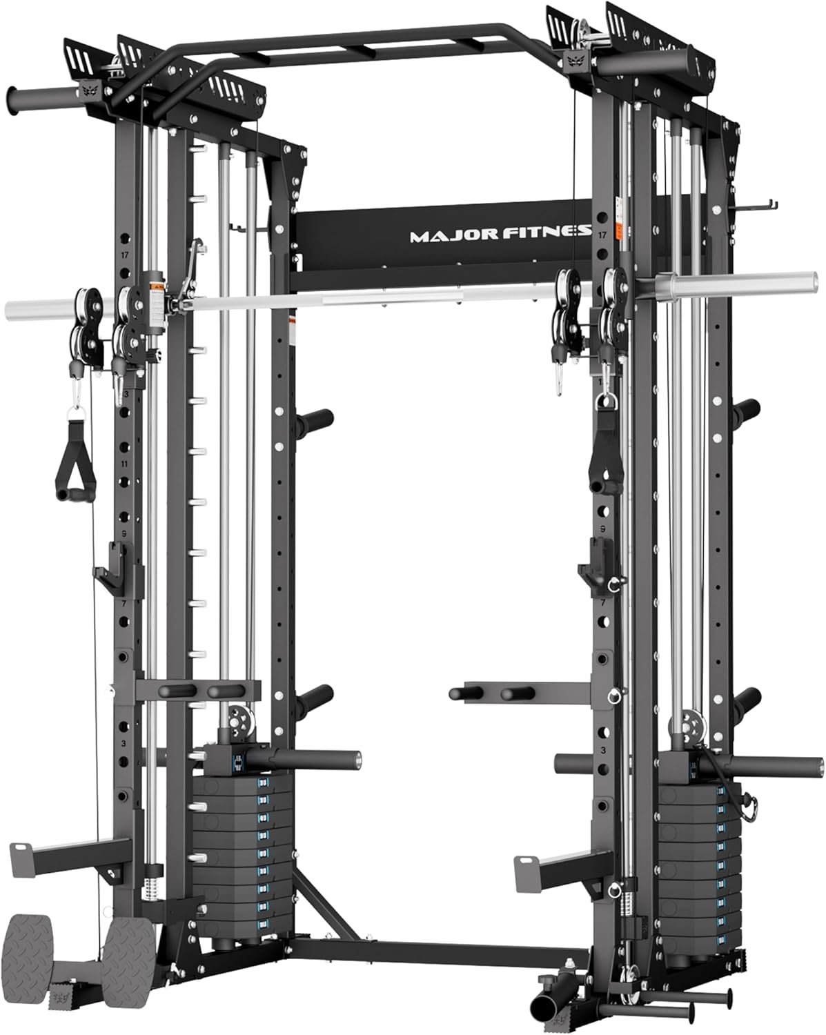 Major Fitness Drone MAX V Smith Machine with Weight Stacks, All-in-One Home Gym Squat Rack–2500LB Capacity, Dual LAT Pull-Down Systems & Cable Crossover Machine, Heavy-Duty Full-Body Workout Machine