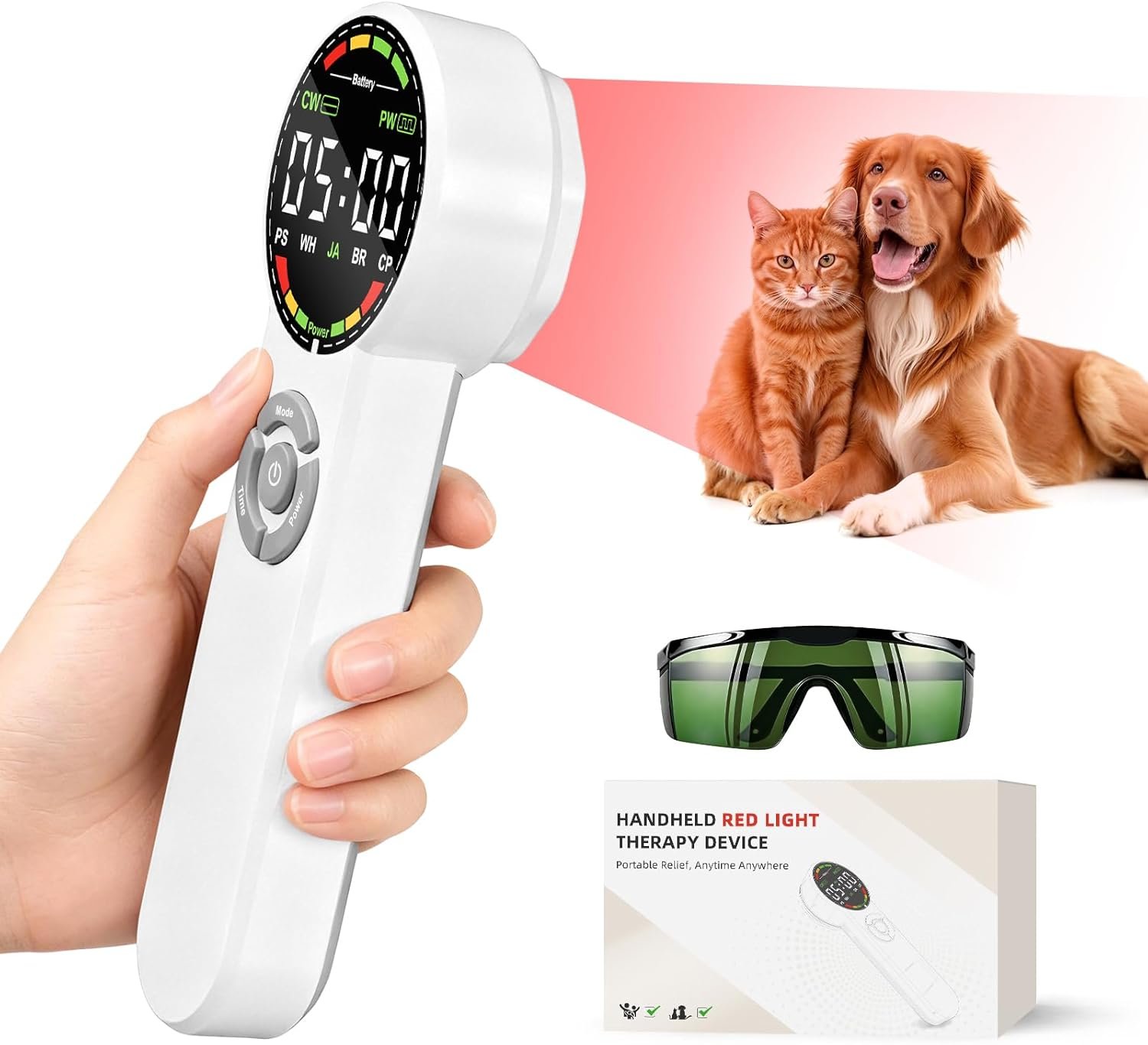Handheld Red Light Therapy Device – Near Infrared Wand for Face & Body with 5 Modes and 21 LEDs, Portable Red Light Therapy Wandfor Knee, Shoulder, Back, Joint and Muscle Pain Relief