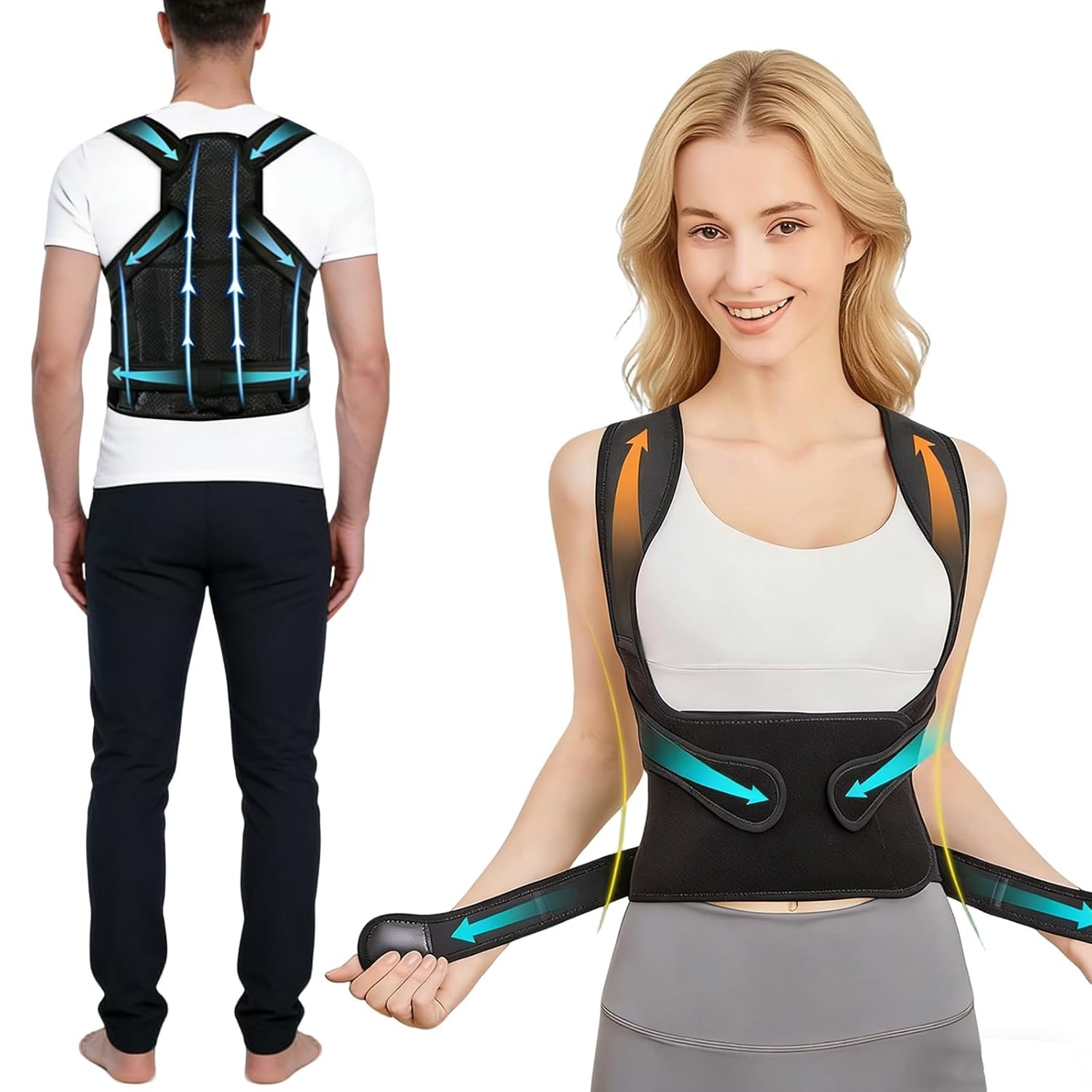 Back Brace Posture Corrector for Women and Men,Back Straightener Posture Corrector,Adjustable Posture Trainer,Back Brace Support for Upper Lower Back Pain Relief(S).