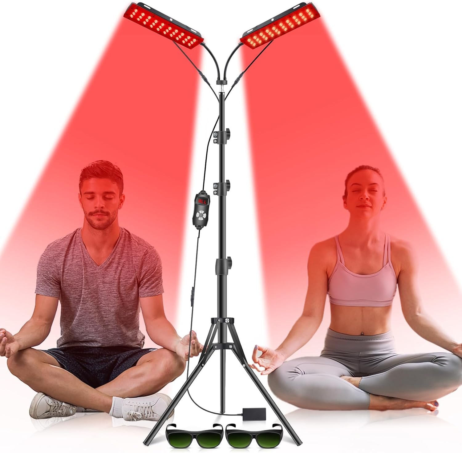 Red Light Therapy for Face Body, Astarexin Dual-Headed Infrared Light Therapy Lamp with Stand – 660nm Redlight and 850nm Near Infrared Light Therapy Device for Fully Body Pain Relief