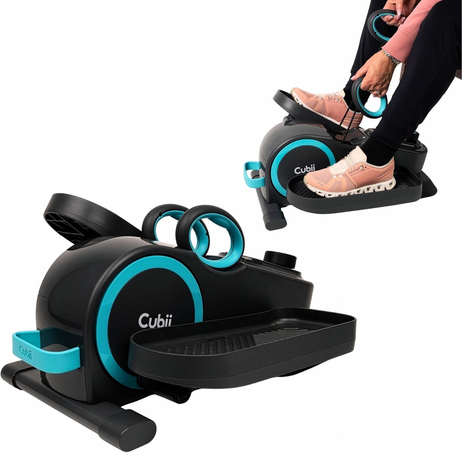Cubii Total Body Under Desk Elliptical Bike with Built-in Upper Body Resistance Bands | Seated Exercise Machine – Arms + Legs Workout for Seniors & All Ages, 12 Resistance Levels, LCD Display