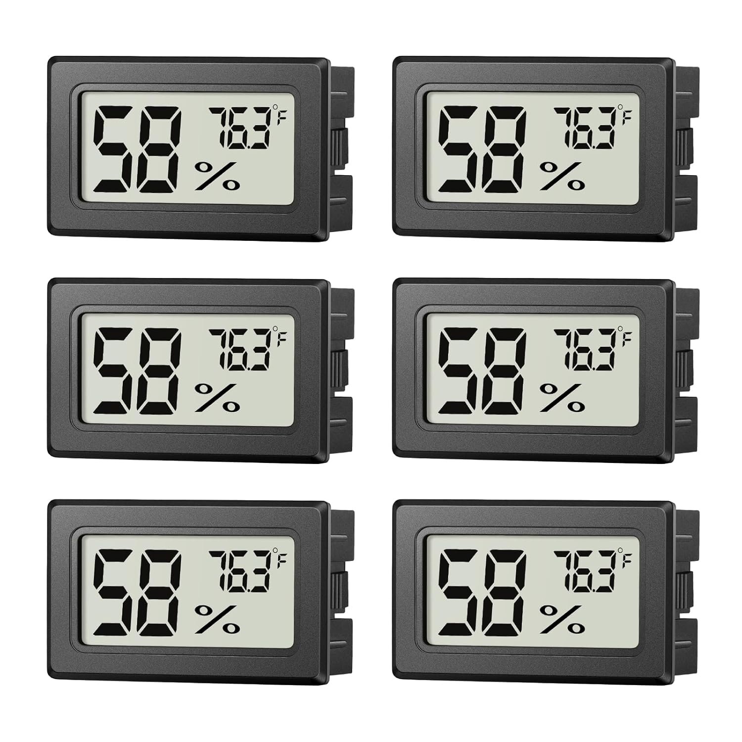 6 Pack Mini Hygrometer Indoor Humidity Meter, Small Digital Thermometer Humidity Gauge Meter, Indoor Thermometer Hygrometer Monitor Fahrenheit (℉) for Thermostat Reptile Tank, Mason Jars