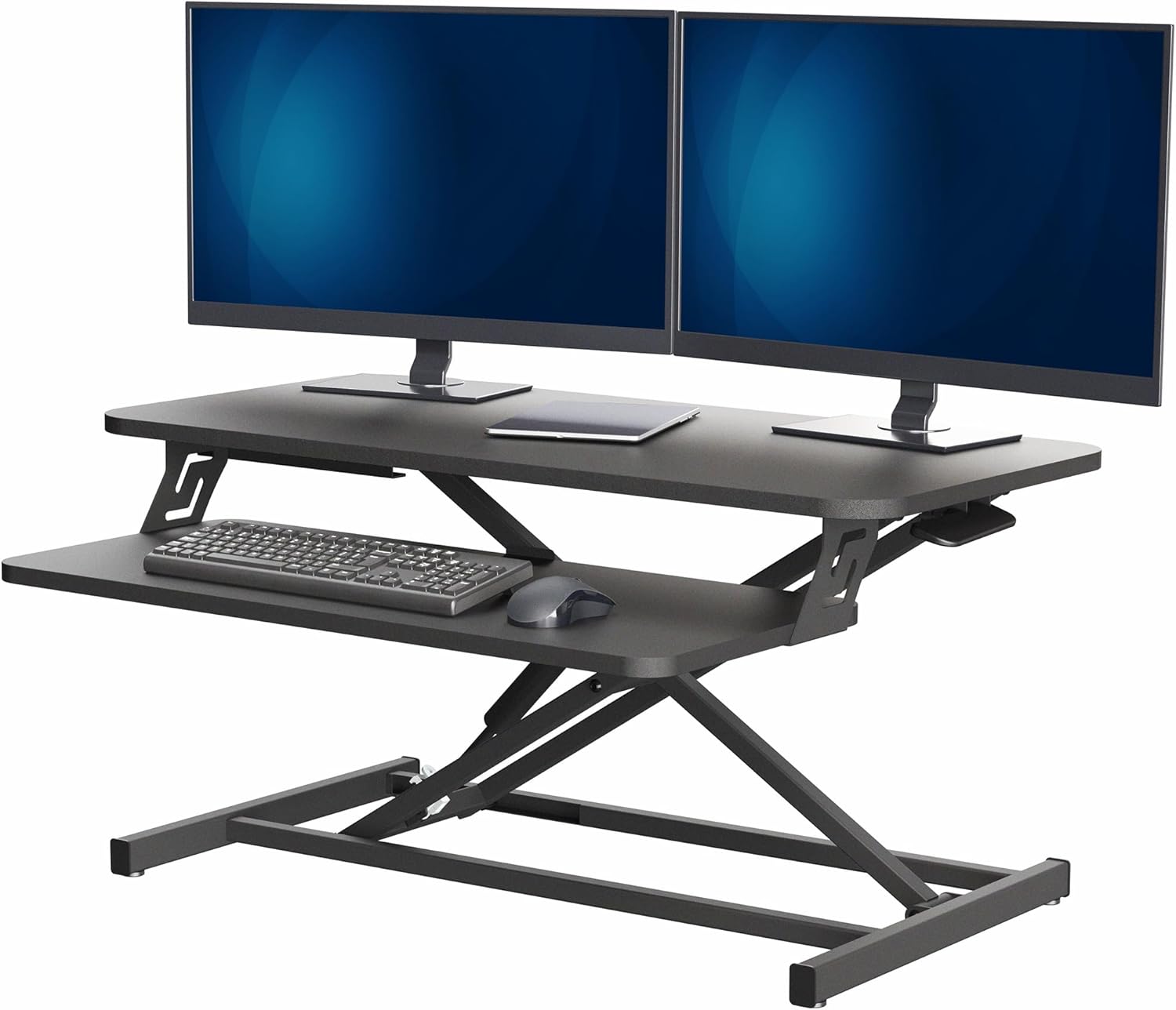 VIVO Black 32 inch Stand Up Desk Riser, DESK-V000S | Height Adjustable, Standing Desk Converter, Quick Sit to Stand, Tabletop Dual Monitor Riser Workstation, Minimal Assembly