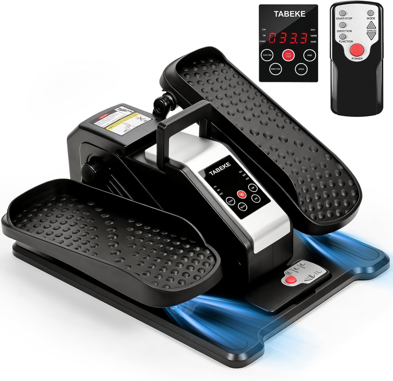 TABEKE Under Desk Elliptical Machine, Electric Ellipse Leg Exerciser for Senior with Remote Control & 12 Speeds, Portable Quiet Electric Seated Pedal Exerciser for Home with Display Monitor