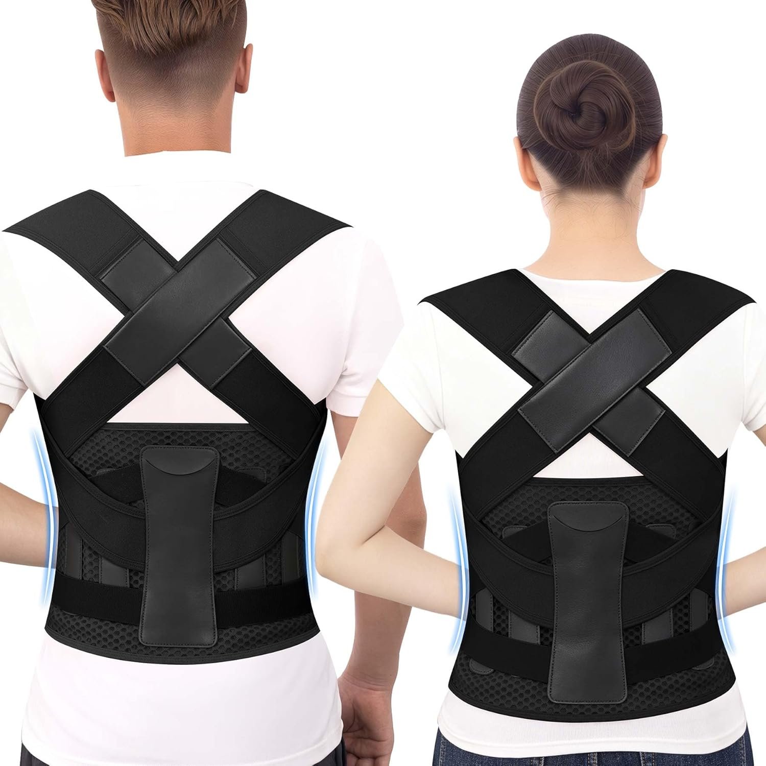Posture Corrector for Women and Men, Back Brace with Adjustable Shoulder Brace, Full Support Waist Belt and Lumbar Panel, Spine Alignment Posture Trainer for Neck, Shoulder, Upper and Lower Back Support, Slouching and Hunchback Corrector (Black, XX-Large)