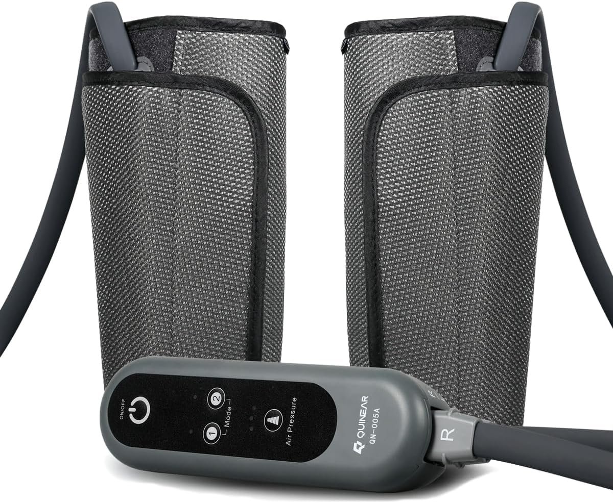 QUINEAR Air Compression Leg Massager for Circulation & Pain Relief, Calf Massagers with 2 Modes & 3 Intensities, Sequential Compression Device (SCD) for RLS, Edema, FSA-HSA – Ideal Gift