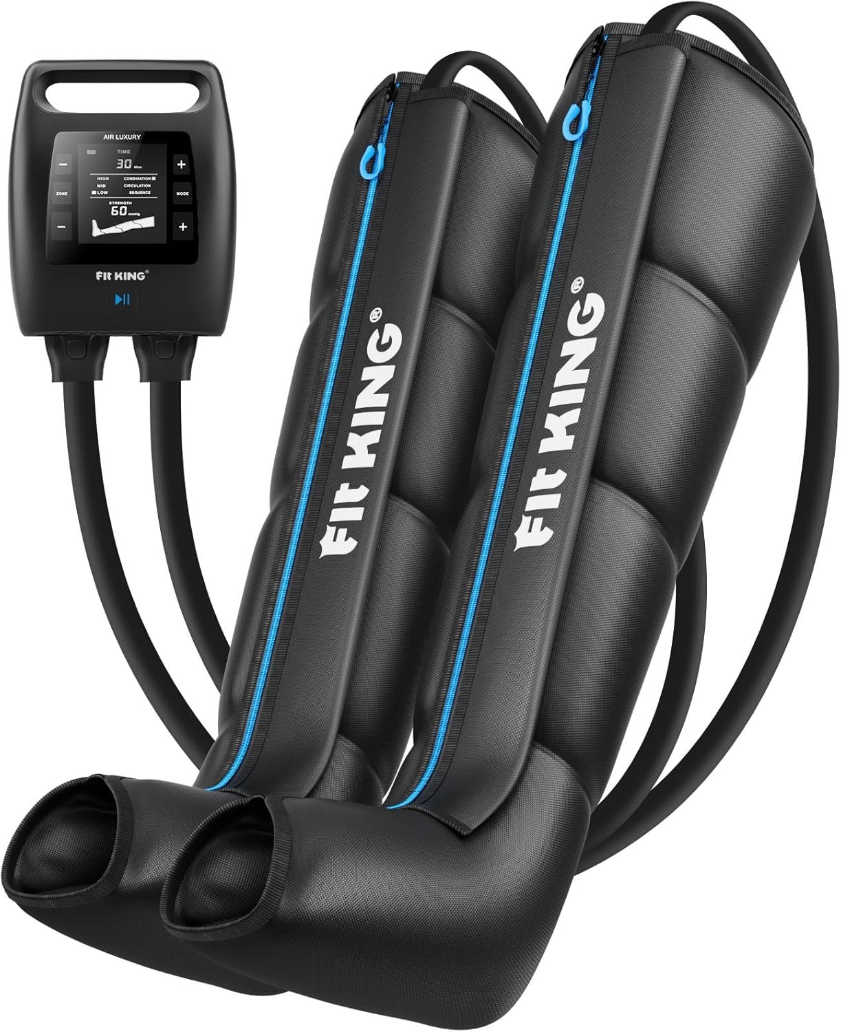 FIT KING Air Compression Recovery System, Cordless Full Leg Massager with Dynamic Pressure, Fast Recovery for Athletes (Large)