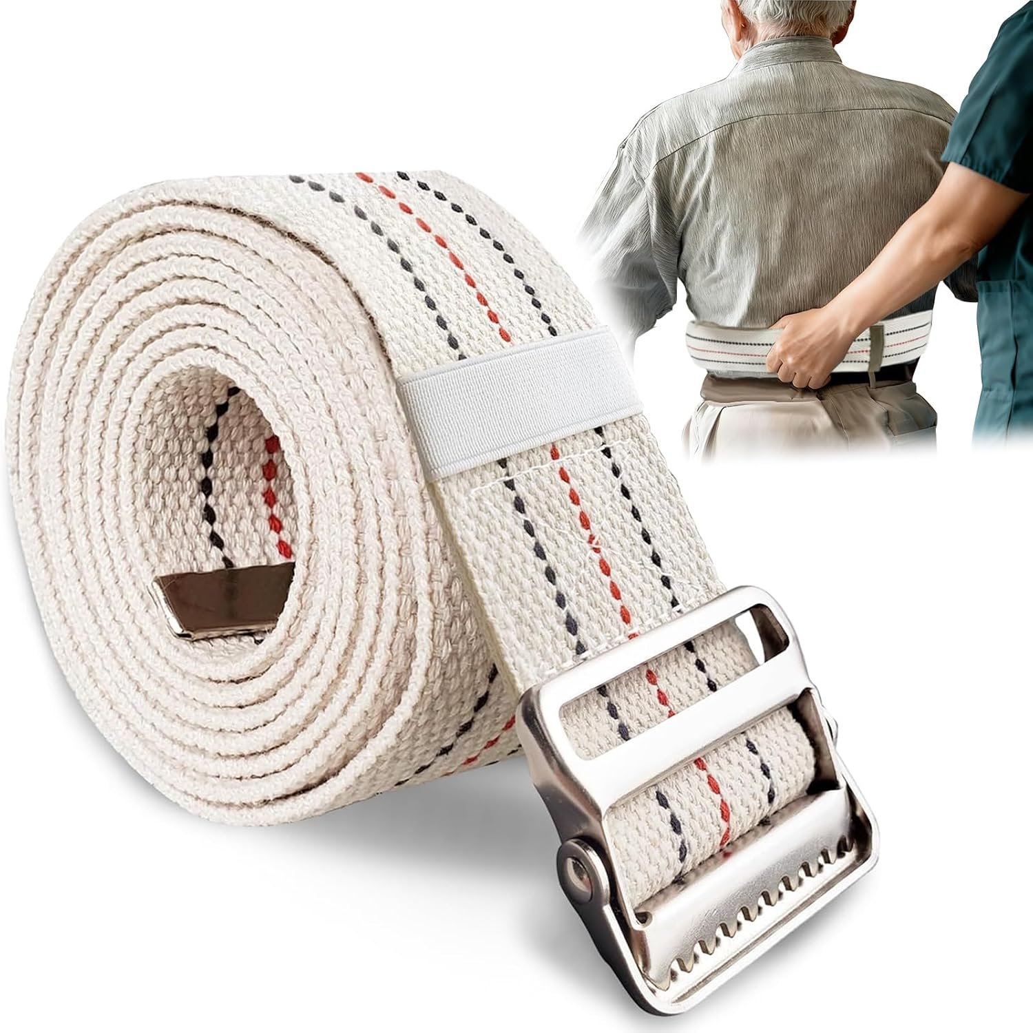 Gait Belt for Seniors 60inch – Walking Transfer Belts Gate Belts Medical for Elderly, Physical Therapy Strap Caregiver Supplies for Caregiver, Nurse, Therapist with Metal Buckle