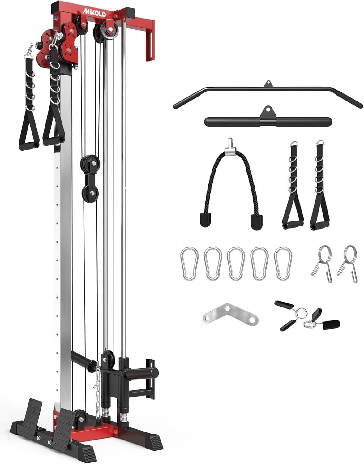 Mikolo Wall Mount Cable Station, Cable Crossover Machine with Dual Pulley System and 19 Adjustable Positions for Home Gym Fitness Equipment