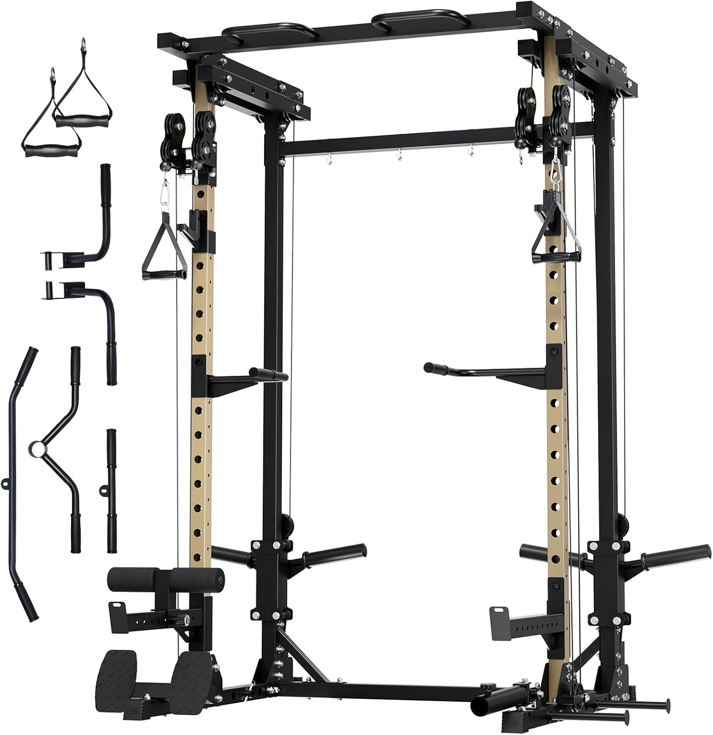 MAJOR FITNESS Drone3 Power Rack, 2500lbs Multi-Function Home Gym Squat Rack with Dual Pulley System, Pull-Up Bar & J-Hooks, Heavy-Duty Steel Frame for Maximum Stability & Strength Training