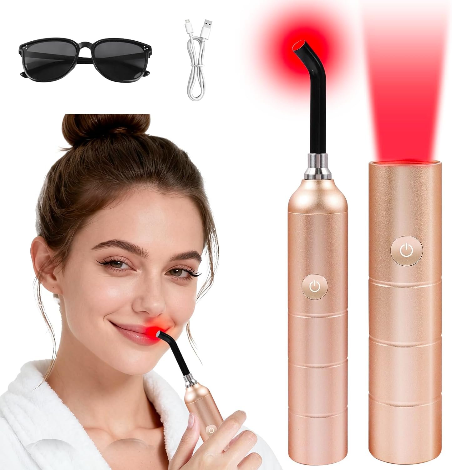 Infrared Red Light Therapy Device for Joints & Muscles Pain Relief, 660:660:810:850:940nm Cold Sore Canker Fever Treat, Portable Near Infrared Wand for Face & Body Mouth Nose Effective 2 in 1 Modes