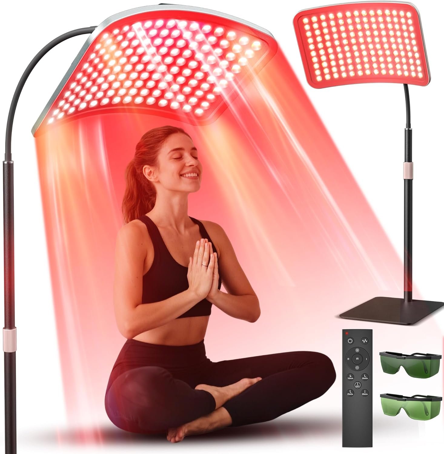 Red Light Therapy for Body and Face, 50w Infrared Red Light Therapy Device with Stable Stand,5 Energy Levels & 4 Modes Infrared Panel, 660nm and 850nm Redlight Lamp