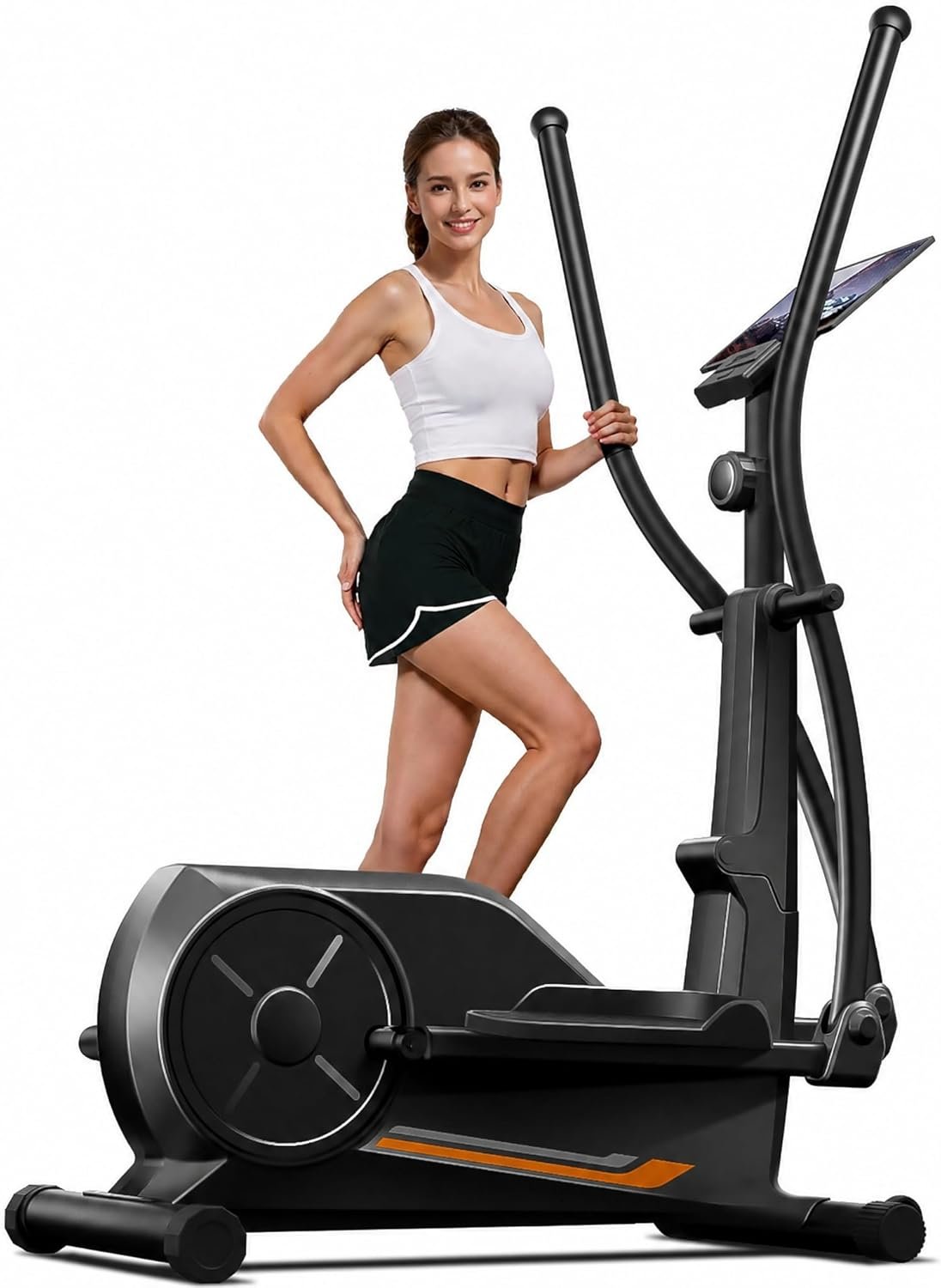 CURSOR Elliptical Exercise Machine, Elliptical Machine for Home with Hyper-Quiet Magnetic Driving System,8 Levels Resistance, 350LBS Weight Capacity，Compact Elliptical with 12IN Stride & LCD Monitor