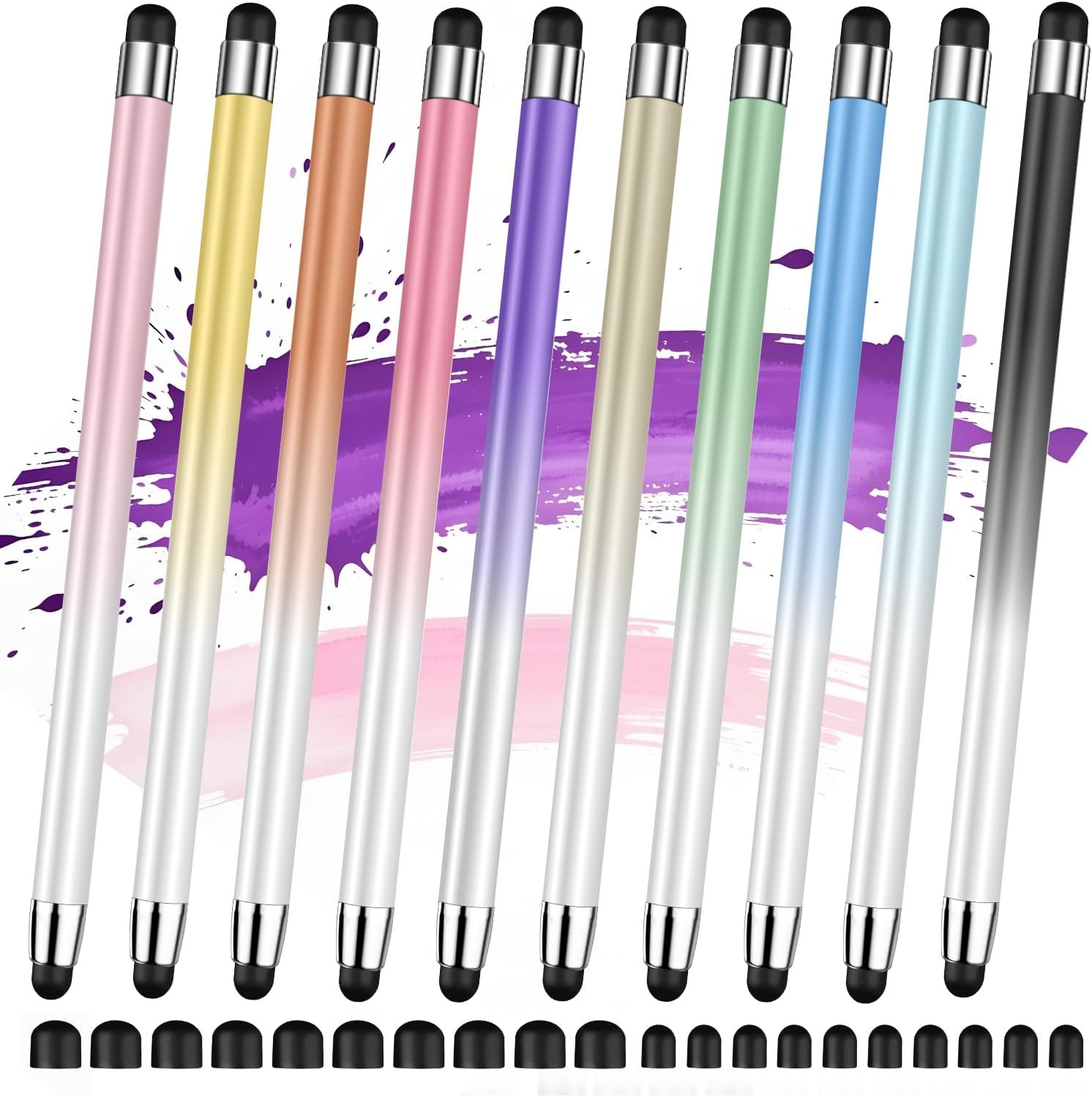 Stylus (10 Pcs), 2-in-1 Stylus Pen for Touch Screen, High Precision and Sensitivity, Suitable for iPad/iPhone/Samsung/Android Smartphone and Tablets, Compatible with All Touch Screen
