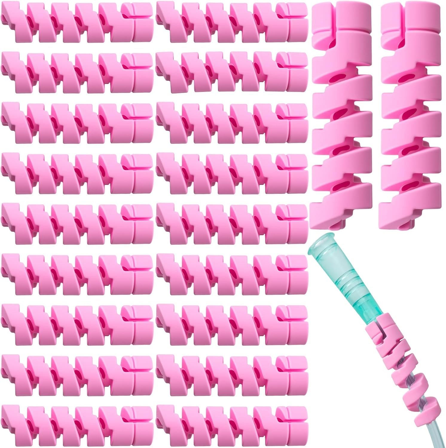SmallCat 20 Pack Retractable Oxygen Tubing Reels for Concentrator, Cannula Accessories, Oxygen Tubing Accessories, Oxygen Concentrator Accessories for Concentrator Hose Nasal (Pink)