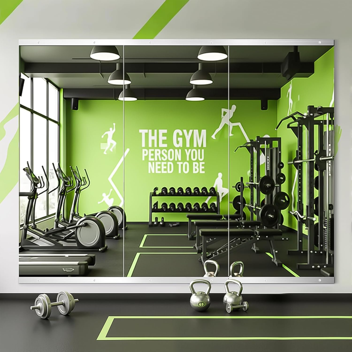 FICTOR Home Gym Mirror for Wall, 50″x25″x3 PCS Large Workout Mirrors with Tempered Glass, Full Length Frameless Body Mirror for Garage, Dance, Yoga, Bedroom