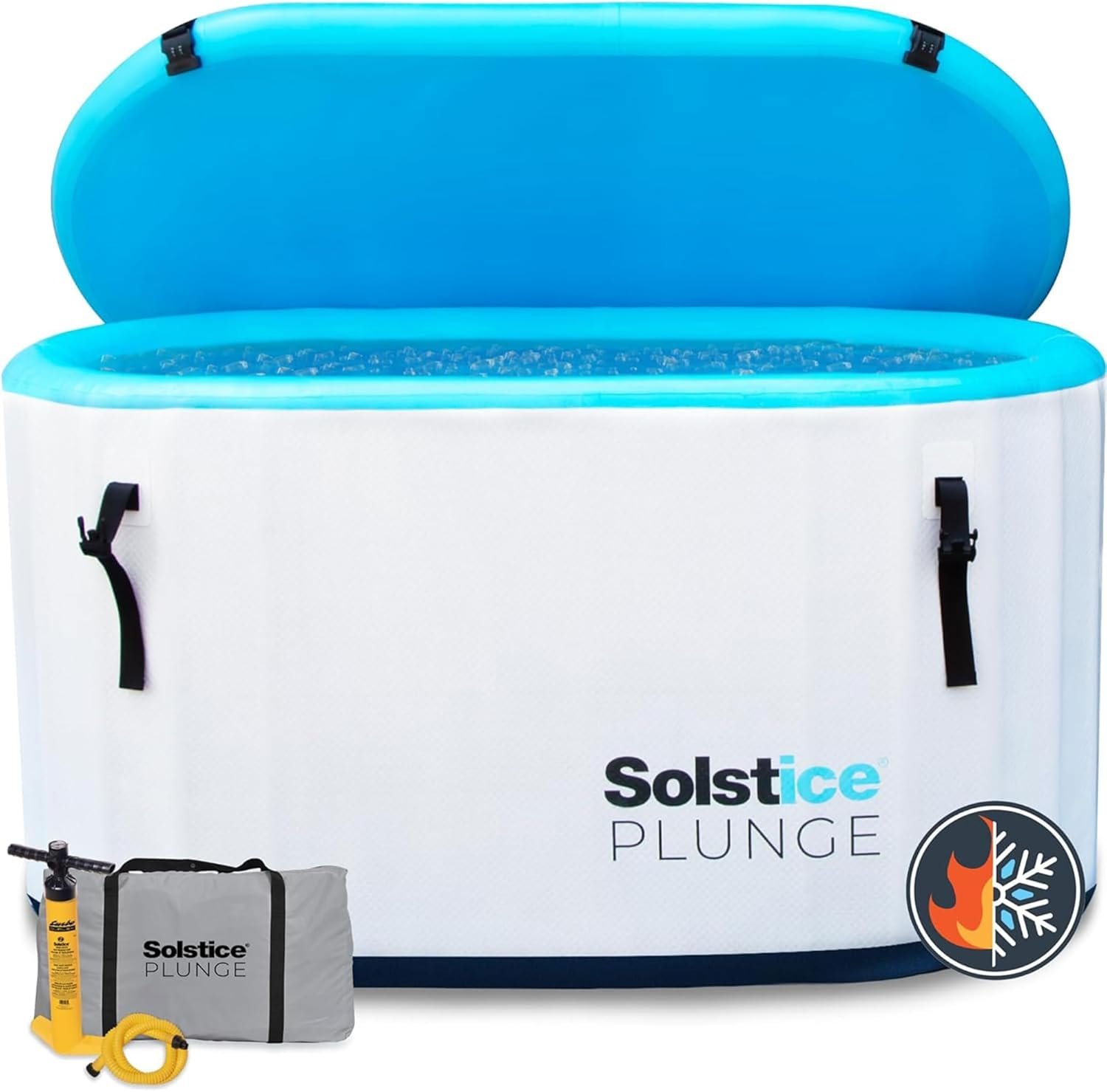 SOLSTICE 1-2 Person Cold Tub, Inflatable Plunge Bath w/Insulated Lid, 100-Gallon Capacity – Includes Pump, Spacious 30-Inch Deep Interior, Durable Drop-Stitch Construction