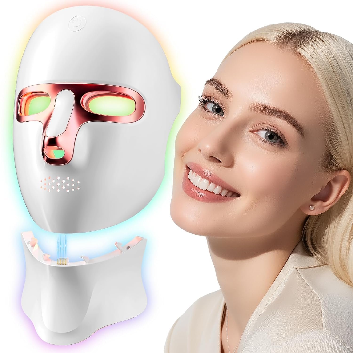 ONLUKY Red Light Therapy Mask for Face,Cordless LED Face Mask Light Therapy,USB C Rechargeable,Infrared Lights Masks for Home Working Travel Yoga Sleep