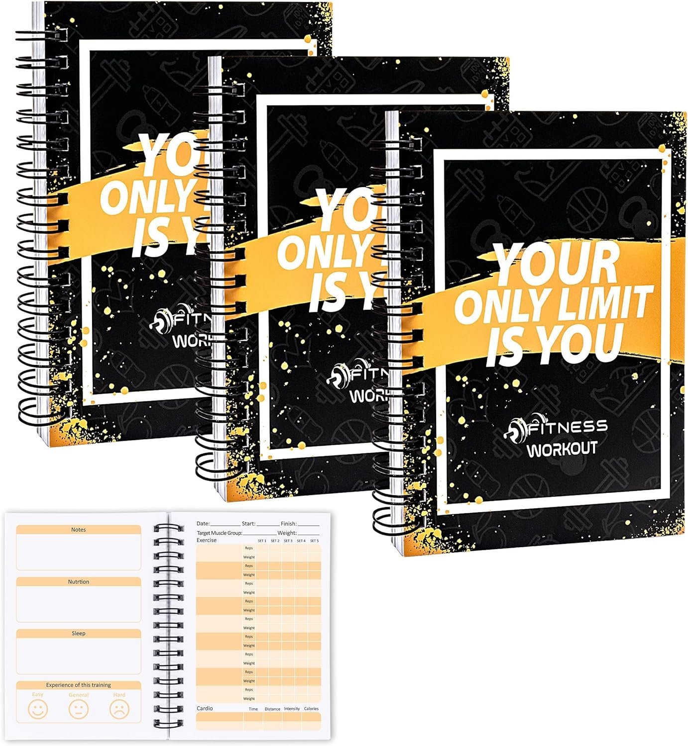 3 PCS Fitness Tracker Journal Portable Workout Notebook 90-Day Exercise Planner for Record Your Daily Progress 5.5 x 3.93 inch