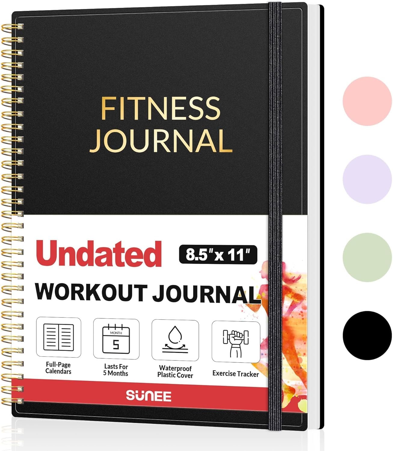 Fitness Journal Workout Planner for Women & Men, A4 (8.5″ x 11″) Workout Journal Log Book Planner Gift for Track Gym Essentials, Home Workouts, Track Progress, Achieve Wellness Goals, Black