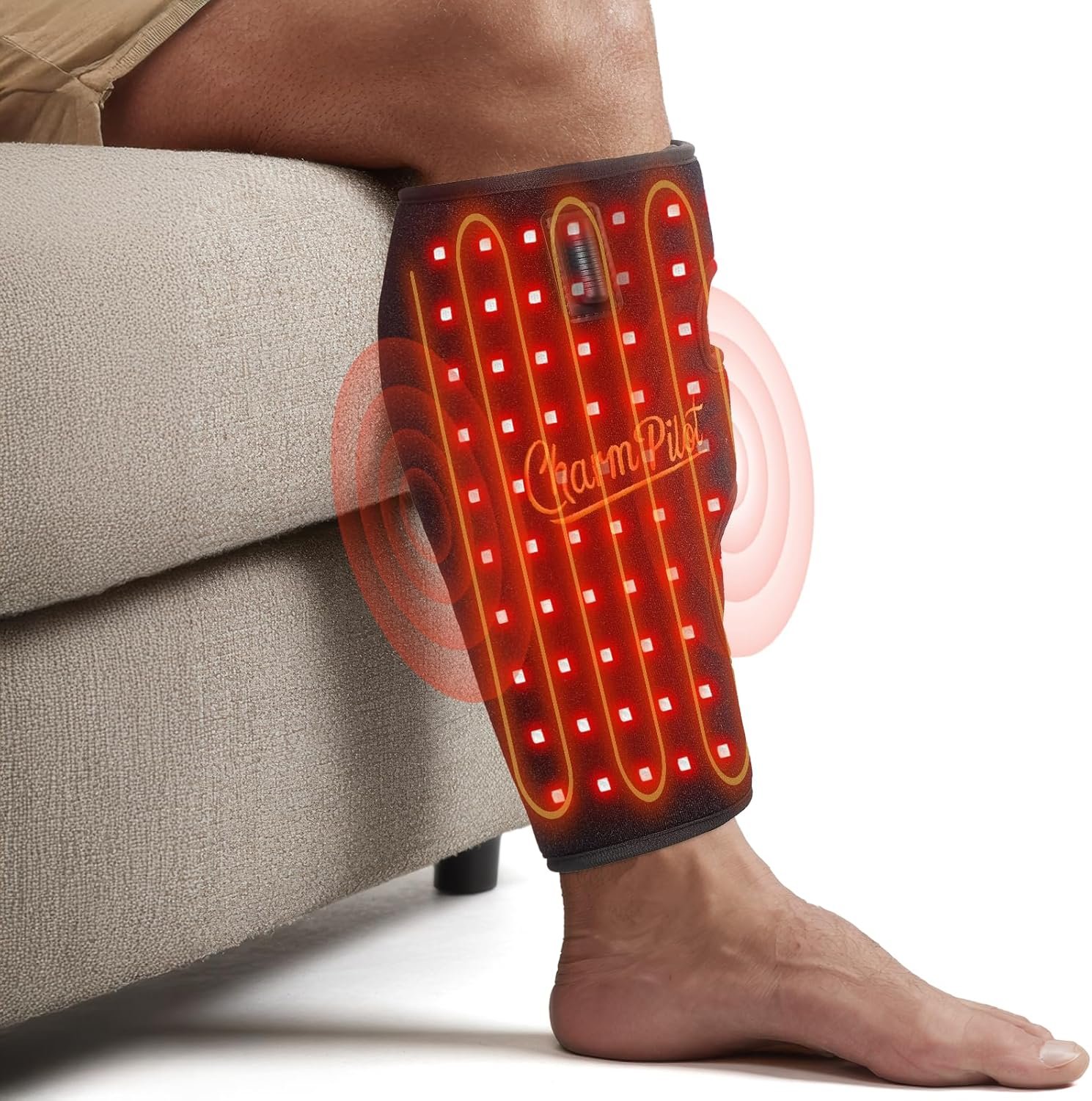 Red Light Therapy Pad for Calf, Vibrating Massage Heating for Leg, Infrared Light Therapy Wraps, Adjustable Power and Modes, Perfect for Office, Home, and Post-Workout Use(Black)