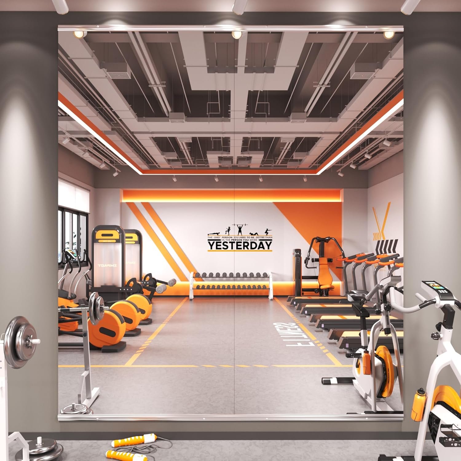 Amorho 84”x32”(Each)-2PCS Gym Mirror, Tempered Glass Frameless Full Body Mirror for Home Gym, Yoga Studios, Dance Rooms, Garage Gyms.