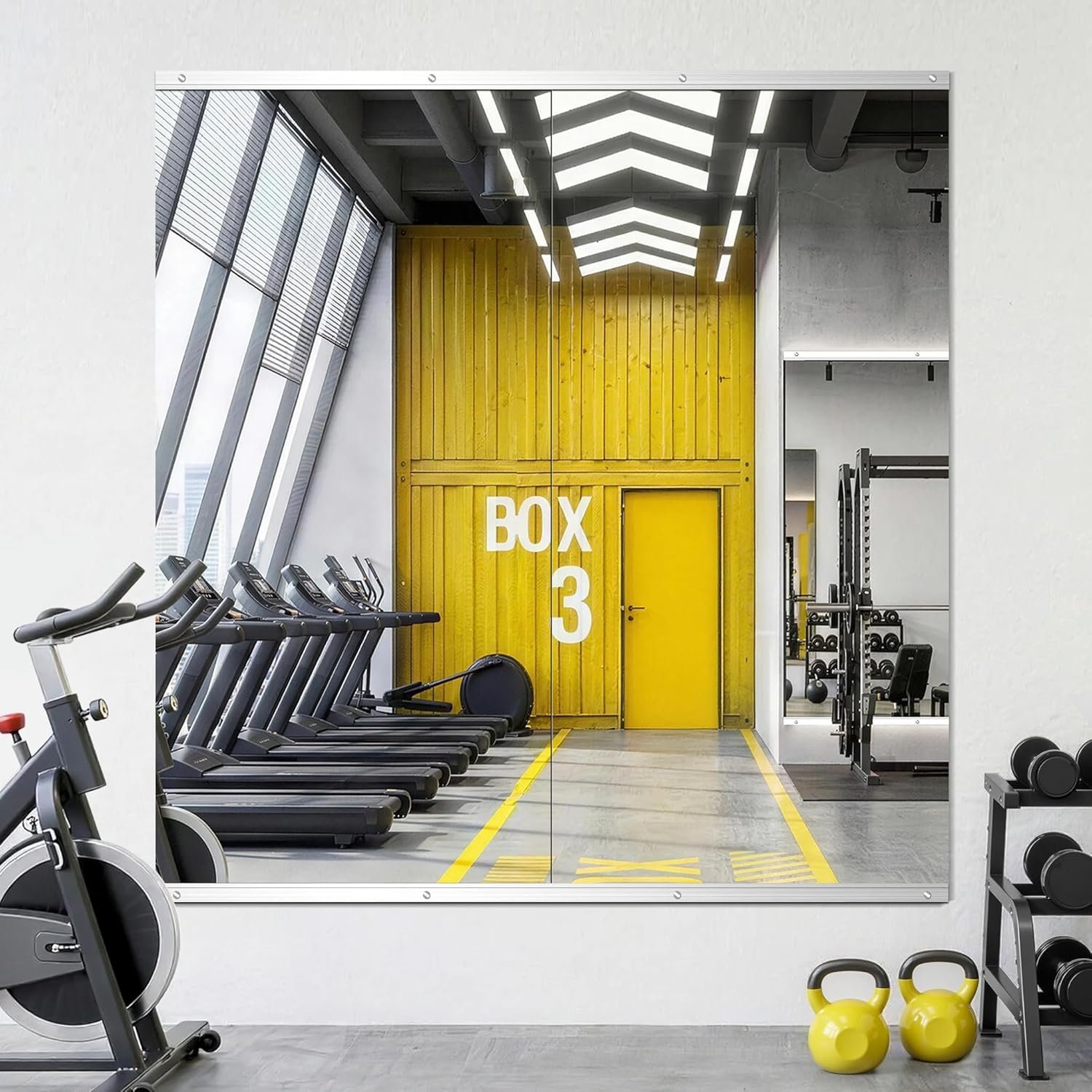 Home Gym Mirror for Wall, 50″x25″-2 PCS Full Length Workout Mirrors, Tempered Glass, HD Reflection, Large Frameless Body Mirror for Home Gym, Garage, Yoga, Dance, Bedroom(Silver)
