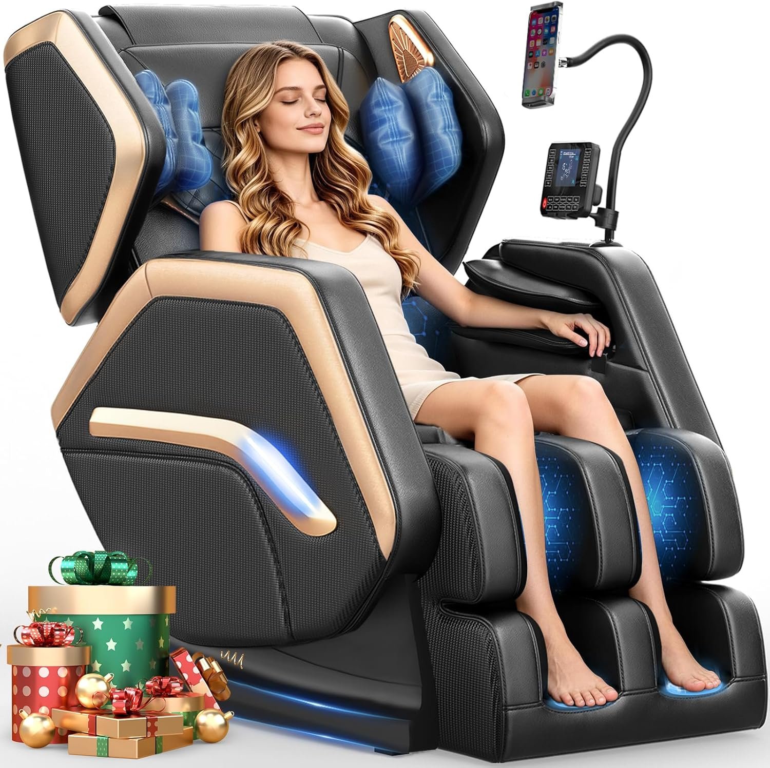 Massage Chair Full Body, Zero Gravity Massage Chair 2026 for Back Fatigue with 10 Fixed Rollers, Heating, Airbags, Phone Controller, Nightlights, Bluetooth Speaker for Living Room, Bedroom