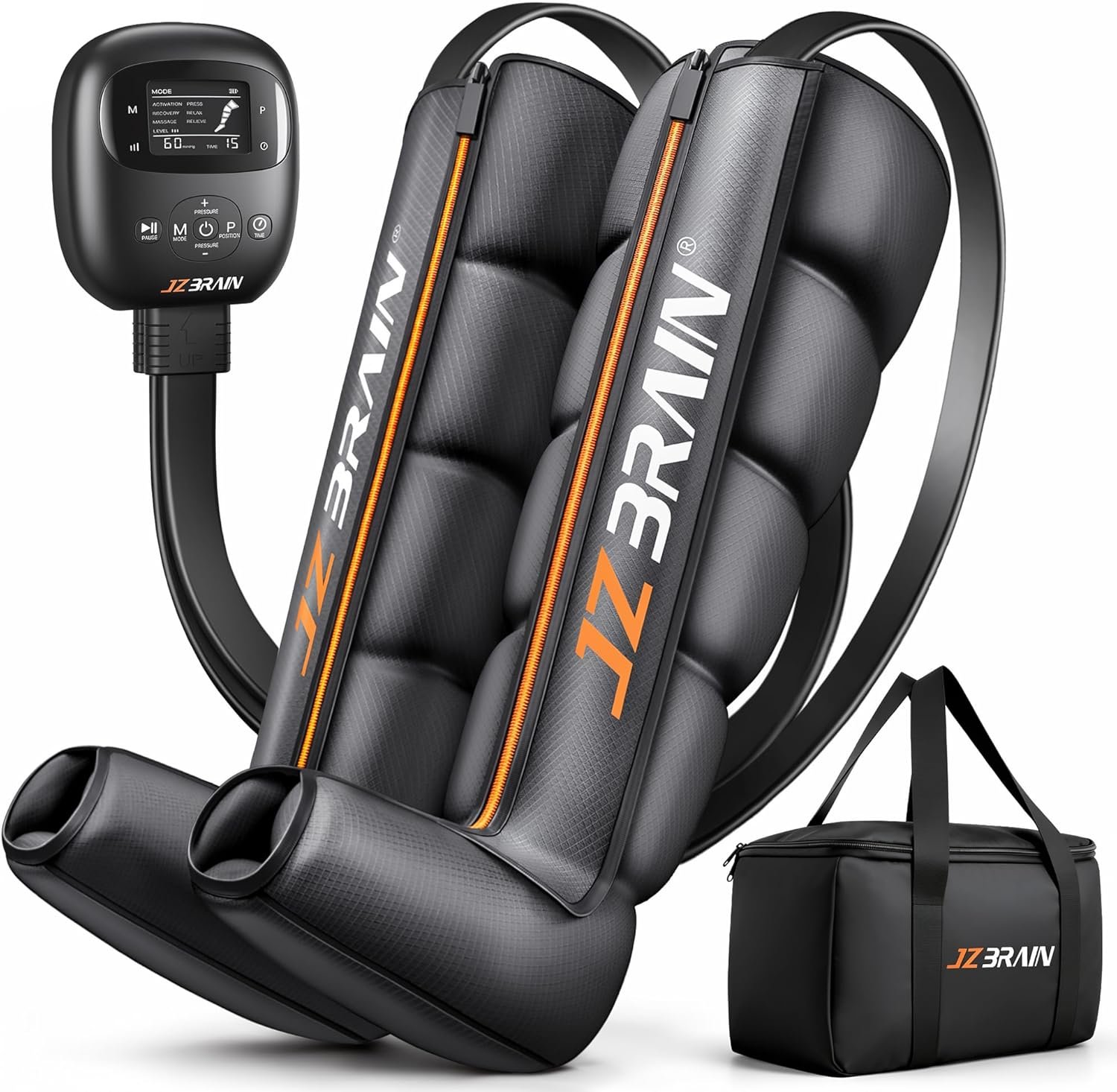 JZBRAIN Leg Air Compression Boots Massager Recovery System for Circulation | Professional Grade, Sequential Massage, Cordless and Rechargeable Use, 3500mAh, 5H Runtime, 6 Modes, 8 Intensity, Small