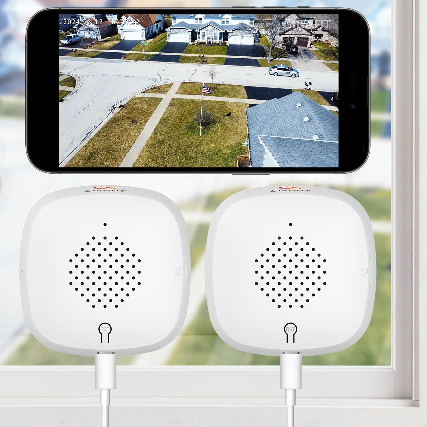 Girafit 3MP 2K Window Camera,2.4GHz&5GHz WiFi Indoor Cameras for Home Security 2 Pack with ChroMax Al Color Night Vision,Person & Motion Detection,24/7 Recording,Easy&Quick Install