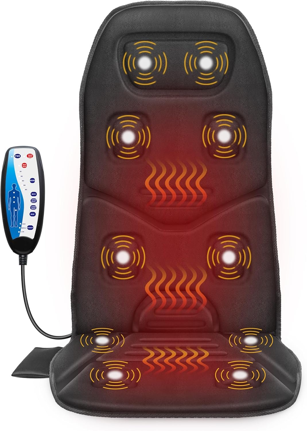 COMFIER Vibration Back Massager Seat Cushion with Heat,Father Day Dad Gifts for Men,10 Motors Massage Chair Pad,Chair Massager for Pain Relief at Office/Home, Father Day Gift