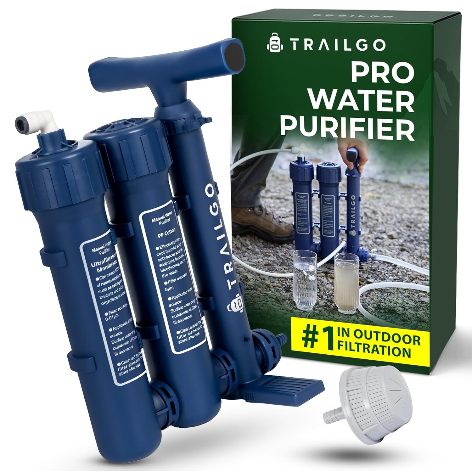 Pro Water Filter for Camping & Hiking Water Filters – Portable Water Filter System, Hand Pump Water Purifier Survival, Camping Water Filter System, Water Filtration System Survival
