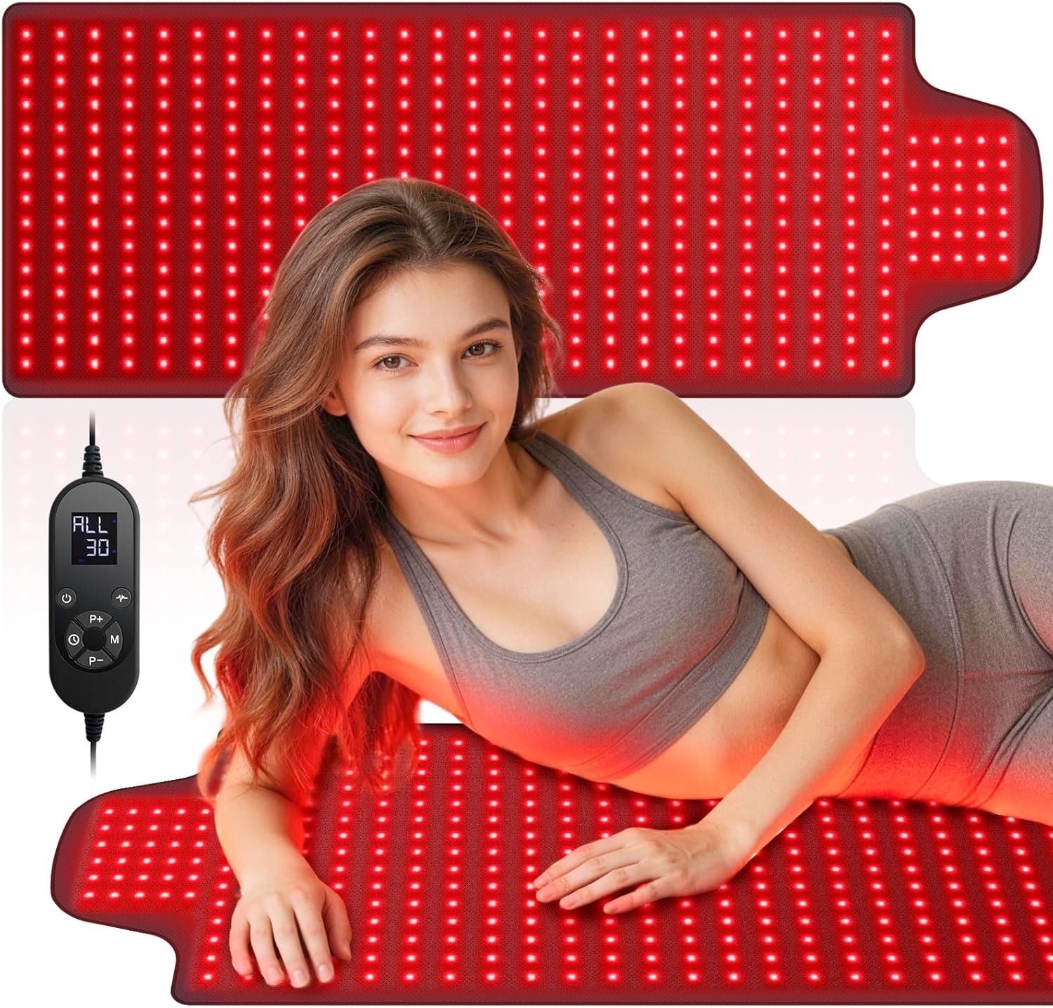Red Light Therapy Mat for Body, 40″ x 16.5″ Large Infrared Light Panel with 420 LEDs (660nm & 850nm), 75W for Back, Shoulder, Knee & Full Body Pain Relief, with Custom Timer, Intensity & Pulse Modes