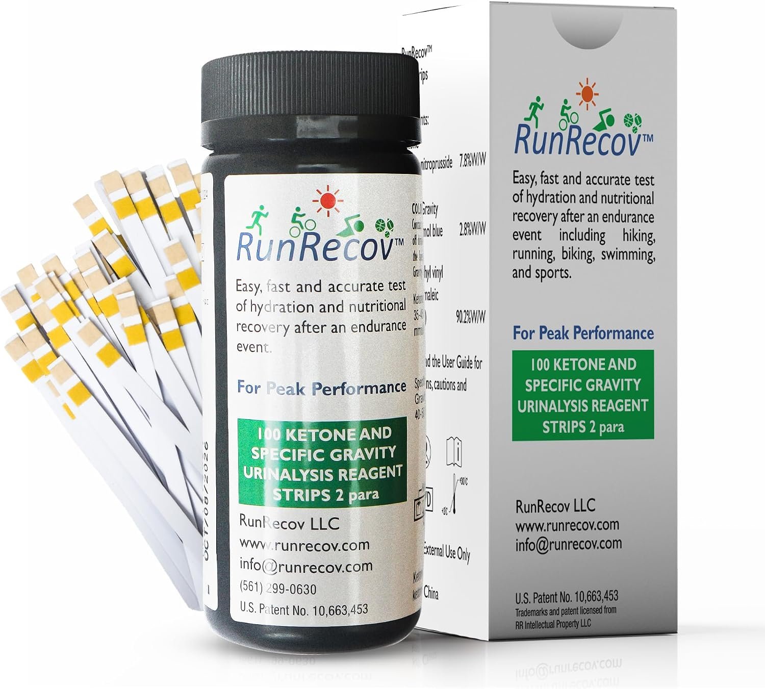 Patented Test Strips to Determine Hydration and Nutritional Recovery After an Endurance Event Such as Running, Biking, Hiking, and Sports, 100 Urinalysis Test Strips