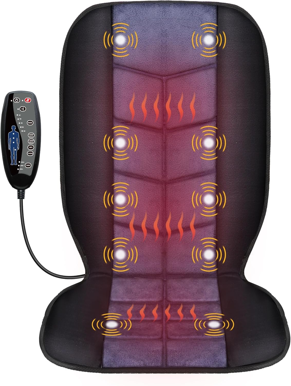 CILI Massage Chair Pad,Back Massager with Heat,Massage Seat Cushion with 10 Vibration Motors,30-60-90 Minutes Heating Options,Chair Massager for Office Chair, Home Office Use, Relaxation Father Gift
