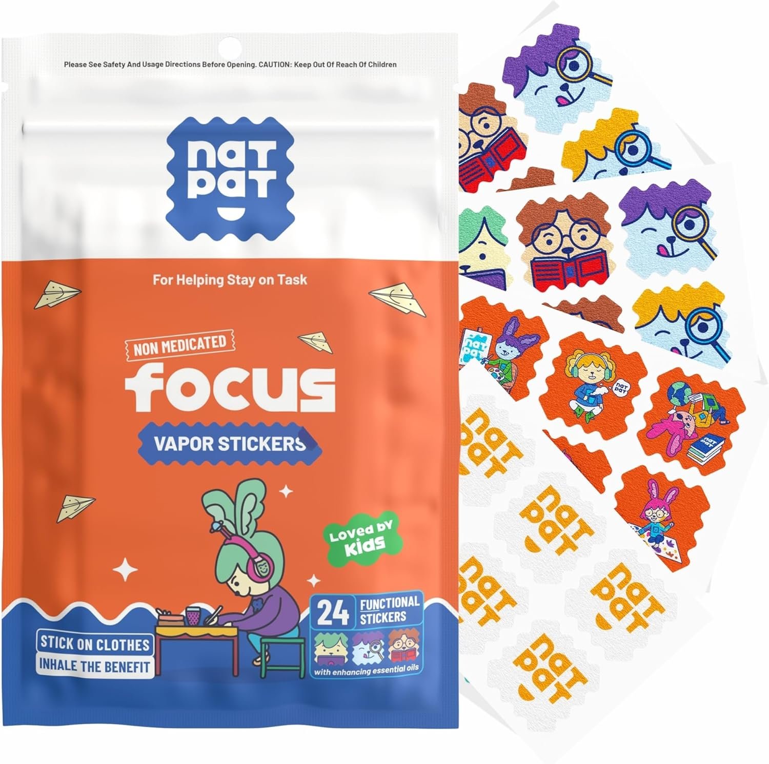 NATPAT Focus Patch Focus Enhancing Stickers for Kids and Adults – Healthy Brain Supports for Attention, Focus, and Concentration – Chemical and Drug Free – 24 Count – BuzzPatch Natural Patch