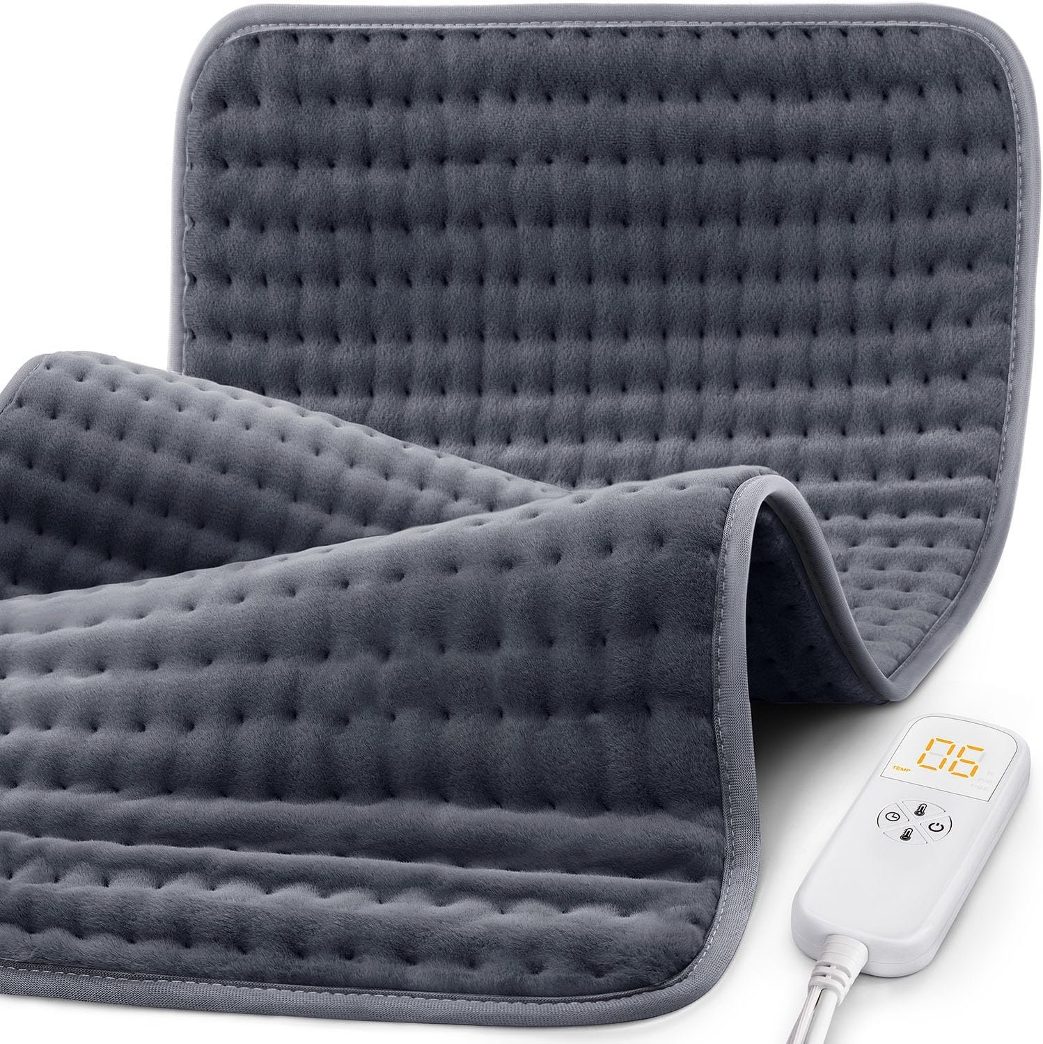 Extra Large Microplush Heating Pad for Back, Neck & Shoulder, 17″x33″ Electric Heating Pad with 6 Heat Settings & Auto-Off, Moist & Dry Heat Options, Soft Washable Heating Pad, Gifts for Women & Men